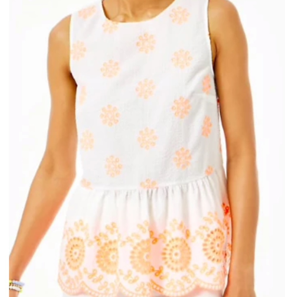 Lilly Pulitzer Lilliana top cantaloupe embroidery